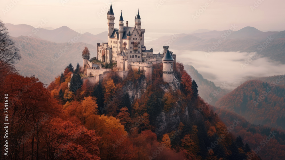 A castle sitting on top of a cliff a photo by Emmanuel HD, Background