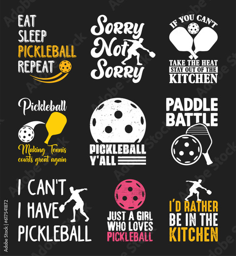 Pickleball T shirt Design Bundle, Vector Pickleball T shirt  design, Pickleball shirt,  Pickleball typography T shirt design Collection