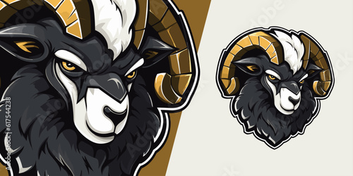 Принти на полотні Powerful Black Sheep Logo Mascot: Striking Illustration Vector Graphic for Compe