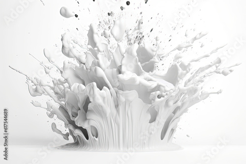 drops and splashes of white paint or milk