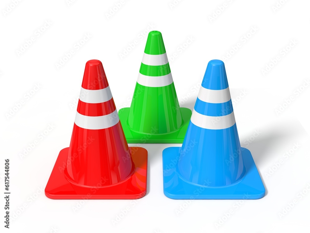 3d illustration of red traffic cone. isolated on white. 3d illustration of red traffic cone. isolated on white.