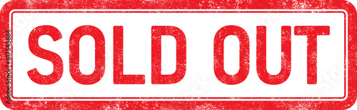 Red stamp "SOLD OUT" isolated on transparent background