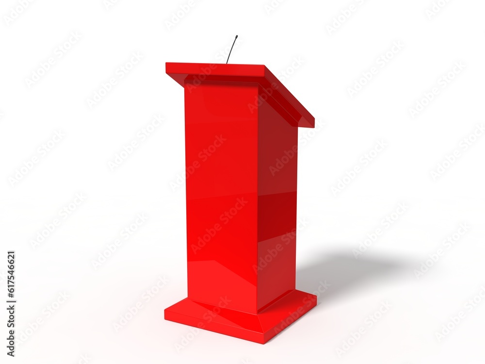 3d illustration of conceptual debate tribune. isolated on white. red version. 3d illustration of conceptual debate tribune. isolated on white. red version.