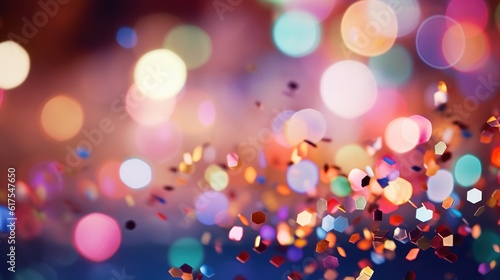 Colorful confetti background with bokeh effect