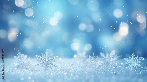 Snowflakes winter background with blurry lights © id512