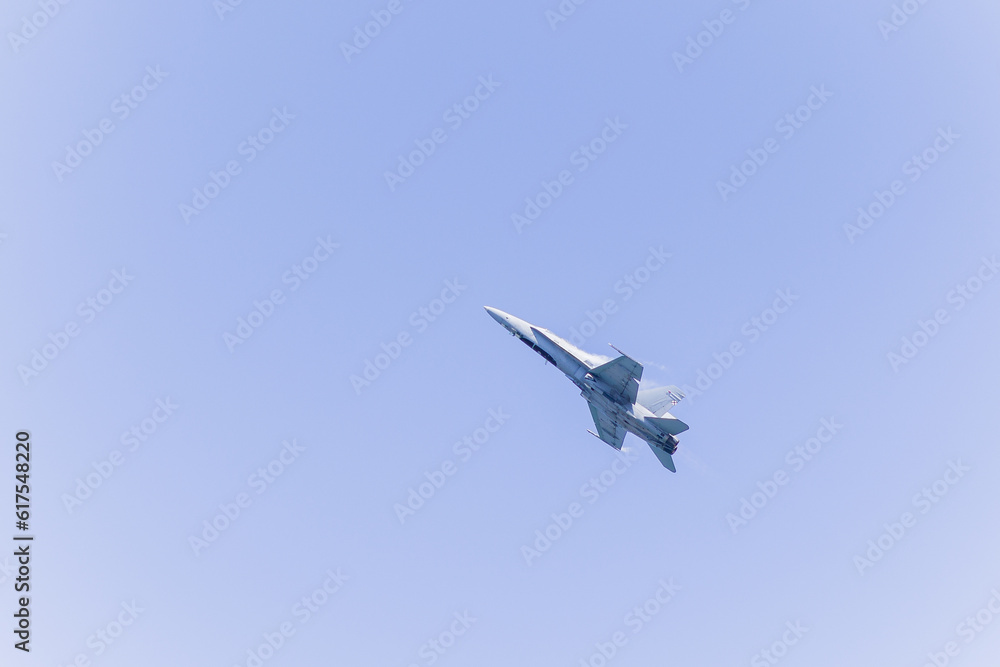 Jet fighter military airplane war force during aviation airshow. Aircraft plane technology Jet fighter military airplane war force during aviation airshow. Aircraft plane technology