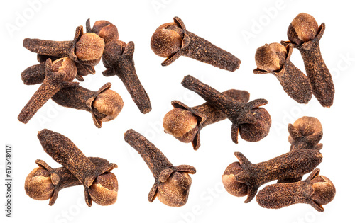 Clove spice closeup isolated on white, with clipping path