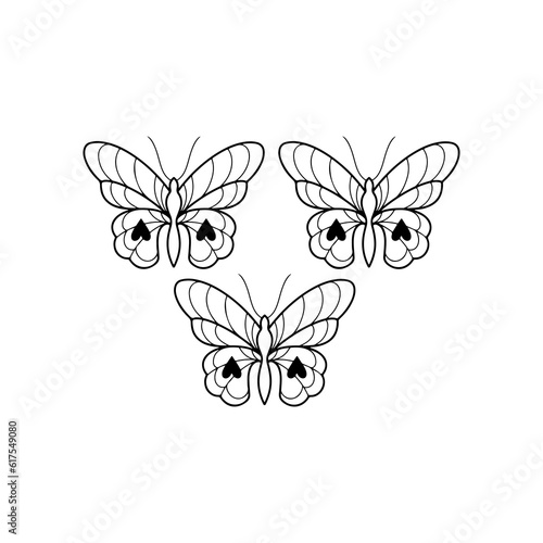 vector illustration of three butterflies