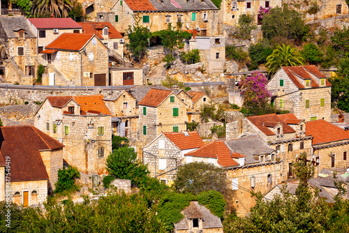 Dtone vilage Lozisca on Brac island view, Dalmatia, Croatia photo