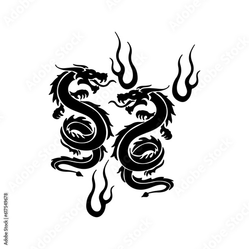 vector illustration of two black dragons