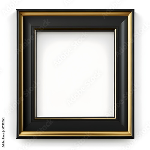 shinny modern picture frame in black and gold inspired from modern museums hyper realistic and detailed Must be on white background with no shadows on the white background all frames must be seen 