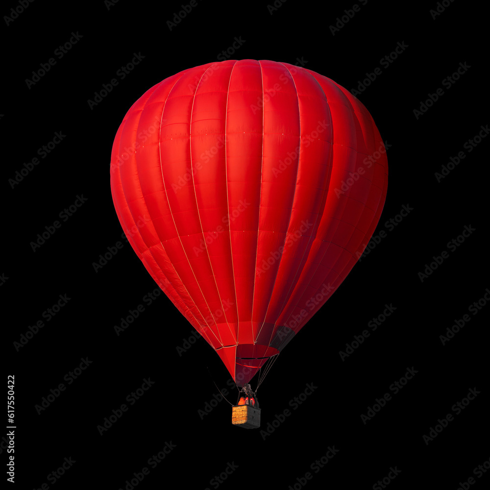 Fototapeta premium Red air balloon isolated on black with alpha channel and work path, perfect for digital composition