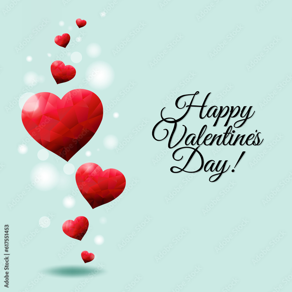 Happy Valentines Day Card With Gradient Mesh, Vector Illustration