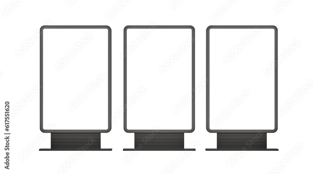 Vertical blank outdoor Lightboxes. Isolated on white. 3D illustration Vertical blank outdoor Lightboxes. Isolated on white. 3D illustration