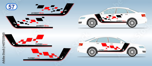Car side door sticker stripe design. Auto vinyl decal template. Suitable for print or cut (Silhouette, cricut cameo etc.)
Scaling without loss of quality for different car model.