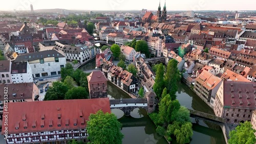 Aerial view of Nuremberg in historic city centre, Bavaria from above, Germany, Europe photo