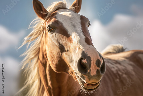 Close-up of a horse's face.