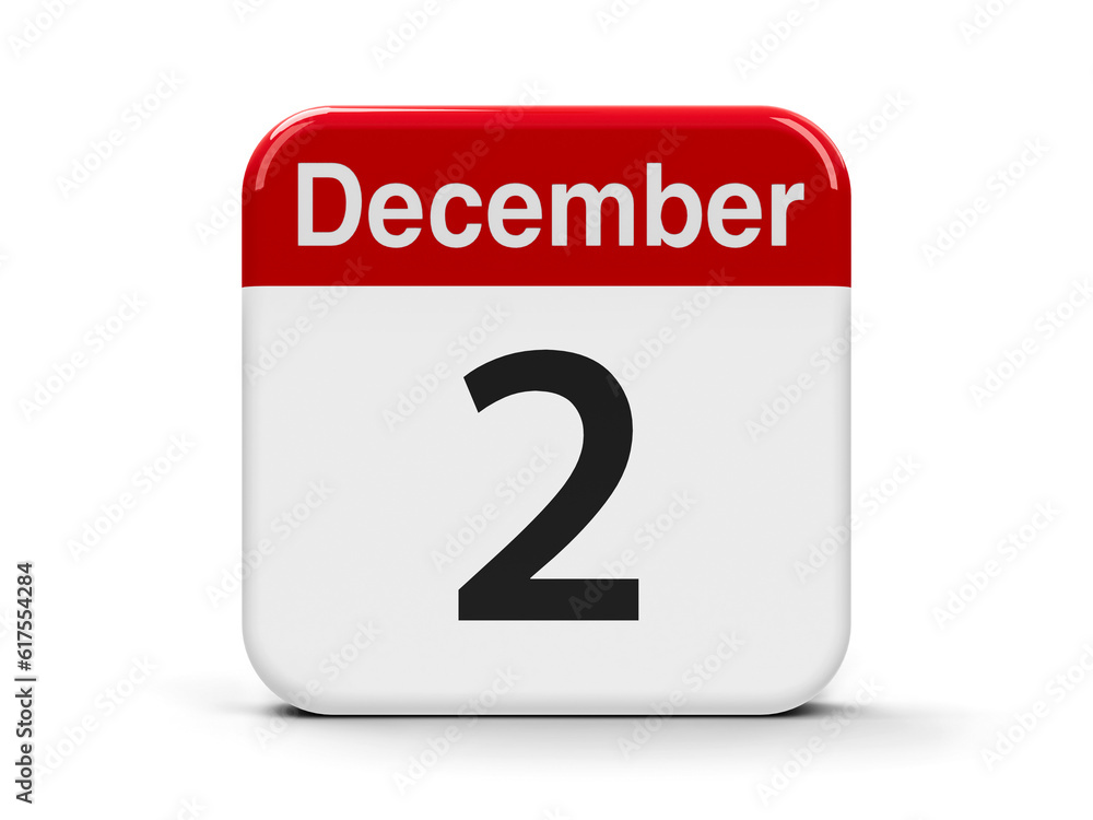 Calendar web button - The Second of December - International Day for the Abolition of Slavery, three-dimensional rendering, 3D illustration Calendar web button - The Second of December - International Day for the Abolition of Slavery, three-dimensional rendering, 3D illustration