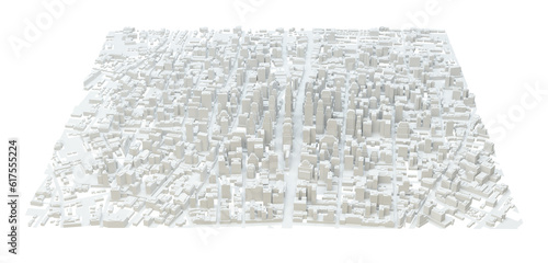 White modern city. Isolated on white. 3D rendering