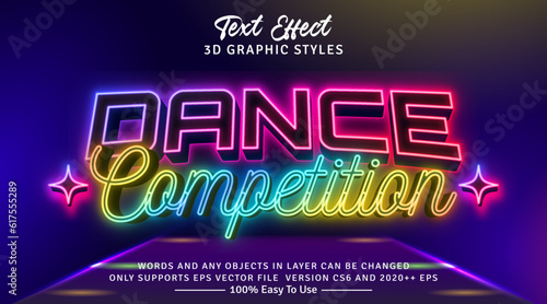 Dance Competition Realistic Glow Letters Editable Text Effect