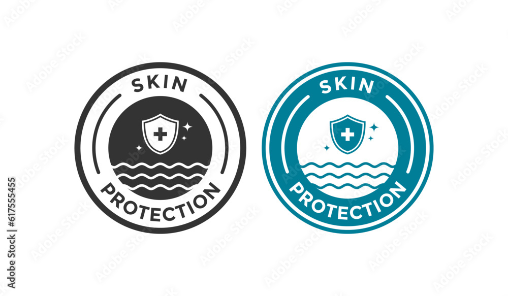 Skin protection with shield badge logo vector template. Suitable for information and product label