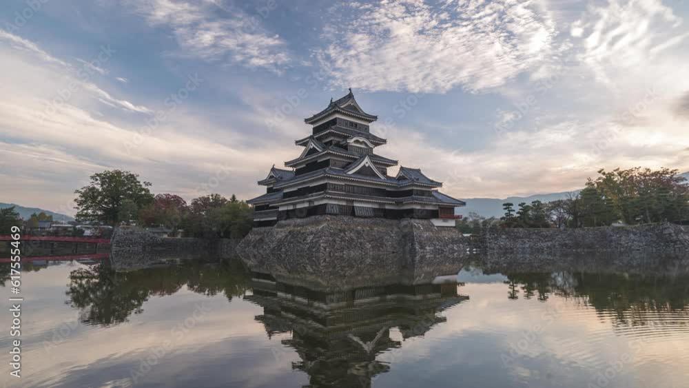 Matsumoto Nagano Japan time lapse 4K, city skyline timelapse at Matsumoto Castle Matsumoto Nagano Japan time lapse 4K, city skyline timelapse at Matsumoto Castle