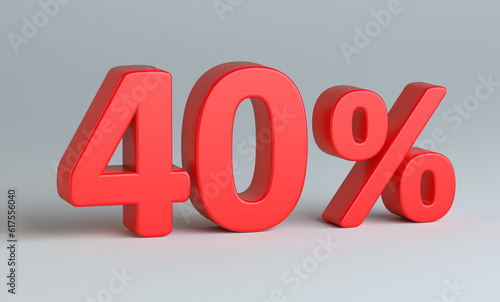 Red percent sign on gray background. Business concept. 3d rendering