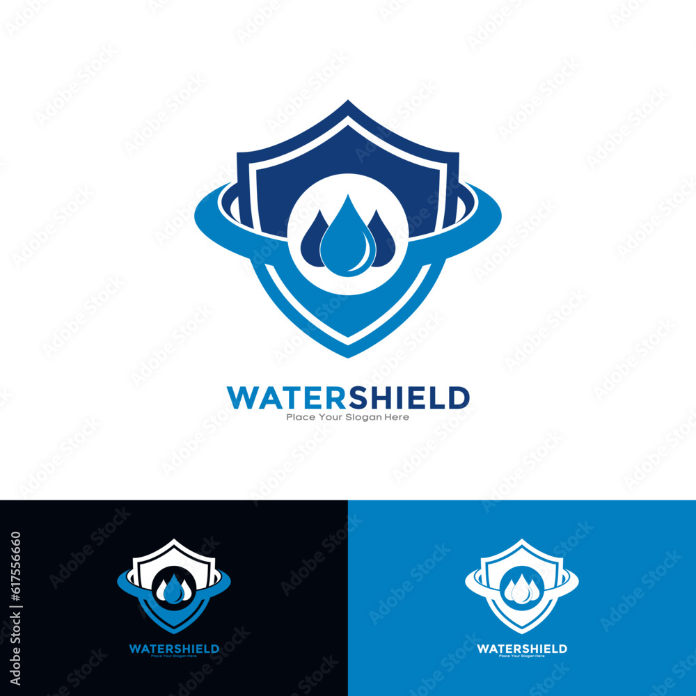 Water shield logo vector template. Suitable for business, nature, ecology and technology Water shield logo vector template. Suitable for business, nature, ecology and technology