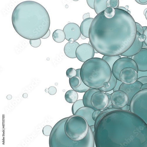 Transparent colored balls on a white background. 3d render illustration