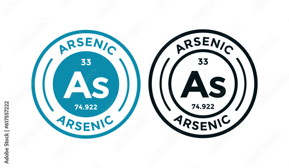 Arsenic logo badge template. this is chemical element of periodic table symbol. Suitable for business, technology, molecule, atomic symbol 