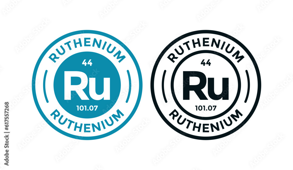 Ruthenium logo badge template. this is chemical element of periodic table symbol. Suitable for business, technology, molecule, atomic symbol 