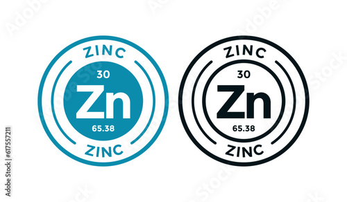 Zinc logo badge template. this is chemical element of periodic table symbol. Suitable for business, technology, molecule, atomic symbol 
