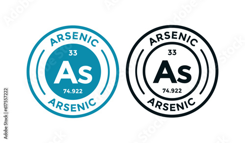 Arsenic logo badge template. this is chemical element of periodic table symbol. Suitable for business, technology, molecule, atomic symbol 