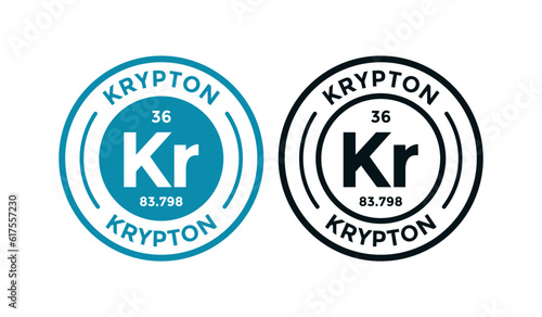 Krypton logo badge template. this is chemical element of periodic table symbol. Suitable for business, technology, molecule, atomic symbol 