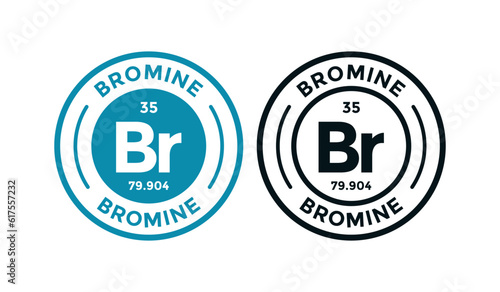 Bromine logo badge template. this is chemical element of periodic table symbol. Suitable for business, technology, molecule, atomic symbol 