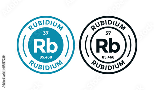 Rubidium logo badge template. this is chemical element of periodic table symbol. Suitable for business, technology, molecule, atomic symbol 