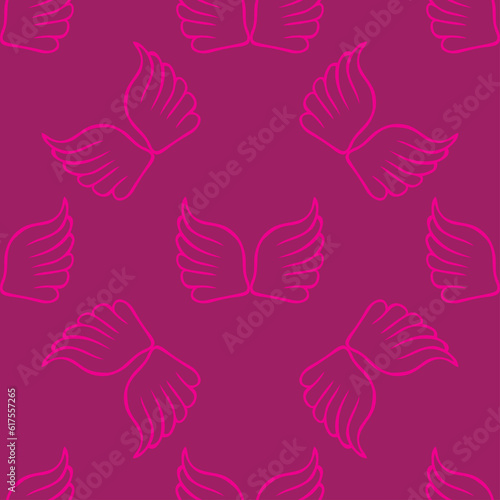 Angel wings seamless lilac pink pattern. Vector illustration