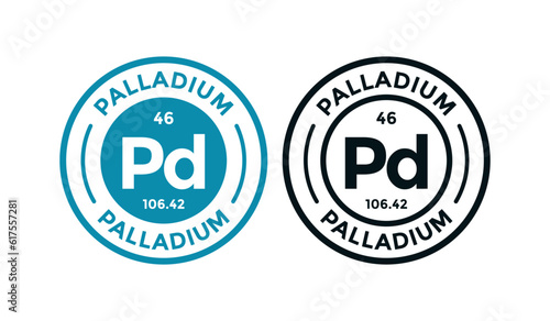 Palladium logo badge template. this is chemical element of periodic table symbol. Suitable for business, technology, molecule, atomic symbol 