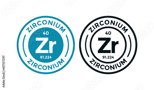 Zirconium logo badge template. this is chemical element of periodic table symbol. Suitable for business, technology, molecule, atomic symbol 