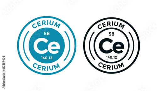 Cerium logo badge template. this is chemical element of periodic table symbol. Suitable for business, technology, molecule, atomic symbol 