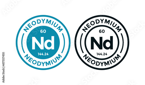 Neodymium logo badge template. this is chemical element of periodic table symbol. Suitable for business, technology, molecule, atomic symbol 