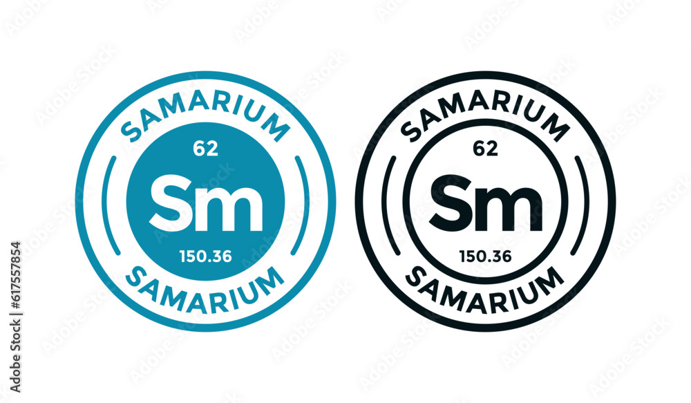 Samarium logo badge template. this is chemical element of periodic table symbol. Suitable for business, technology, molecule, atomic symbol 