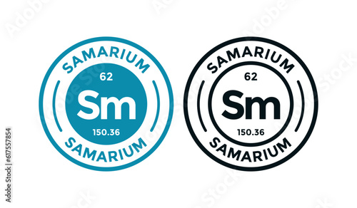 Samarium logo badge template. this is chemical element of periodic table symbol. Suitable for business, technology, molecule, atomic symbol 
