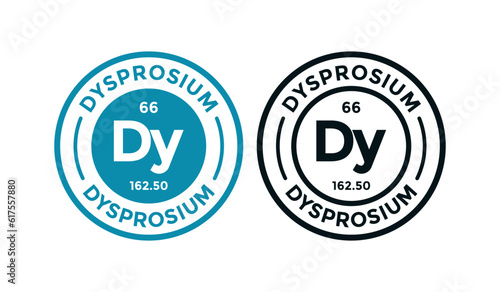 Dysprosium logo badge template. this is chemical element of periodic table symbol. Suitable for business, technology, molecule, atomic symbol 