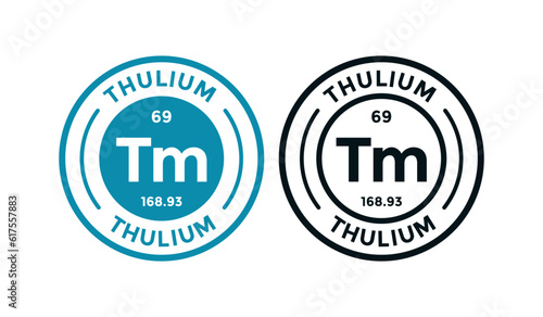 Thulium logo badge template. this is chemical element of periodic table symbol. Suitable for business, technology, molecule, atomic symbol 