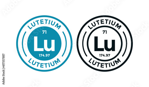 Lutetium logo badge template. this is chemical element of periodic table symbol. Suitable for business, technology, molecule, atomic symbol 