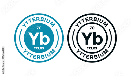 Ytterbium logo badge template. this is chemical element of periodic table symbol. Suitable for business, technology, molecule, atomic symbol 