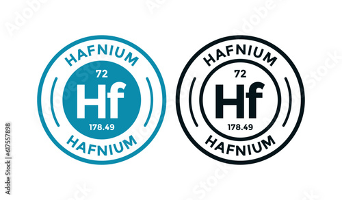 Hafnium logo badge template. this is chemical element of periodic table symbol. Suitable for business, technology, molecule, atomic symbol 