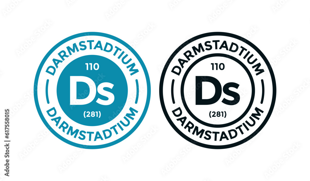 Darmstadtium logo badge template. this is chemical element of periodic table symbol. Suitable for business, technology, molecule, atomic symbol 