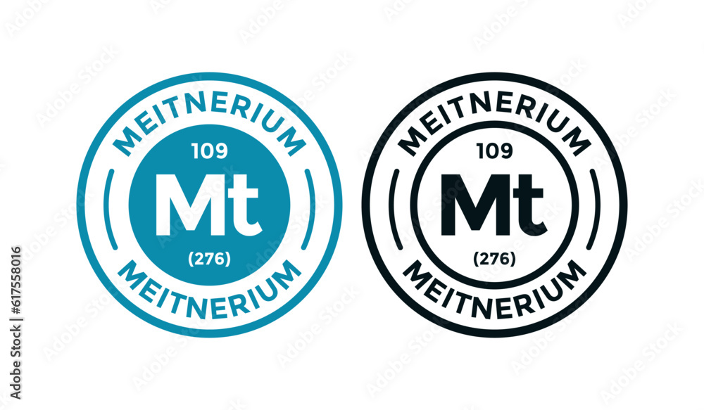 Meitnerium logo badge template. this is chemical element of periodic table symbol. Suitable for business, technology, molecule, atomic symbol 